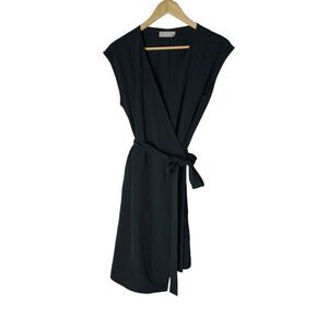 Everlane The Japanese GoWeave Wrap Dress Women's 4 Black Pockets